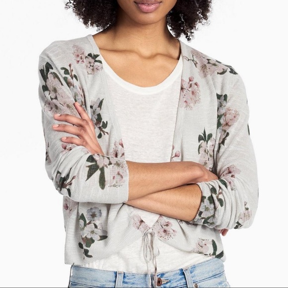 Dynamite Grey Floral Cardigan - Picture 1 of 3